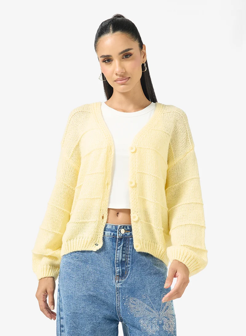Ginger Fine Knitted Textured Cardigan