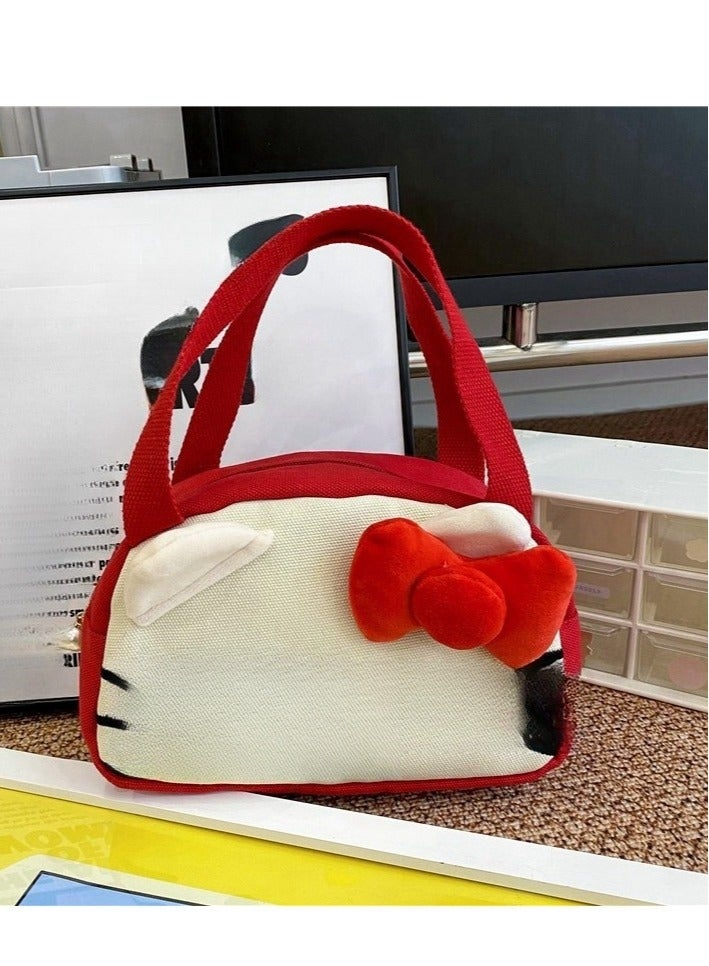 Three Piece Set — Girl's Stylish Cartoon Love Fake Two-Piece Sweater Knitted Dress Hair Hoop Handbag  - Image 3