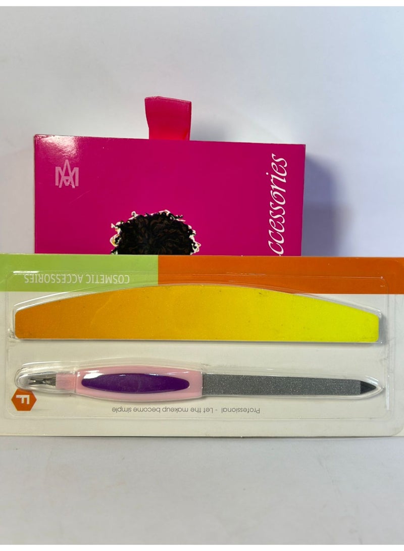 مبرد أظافر يدوي من البلاستيك المقاوم للصدأ + مبرد أظافر احترافي مع صنفرة مزدوجة الجوانب - للأظافر الصناعية، قطعتان - Image 4