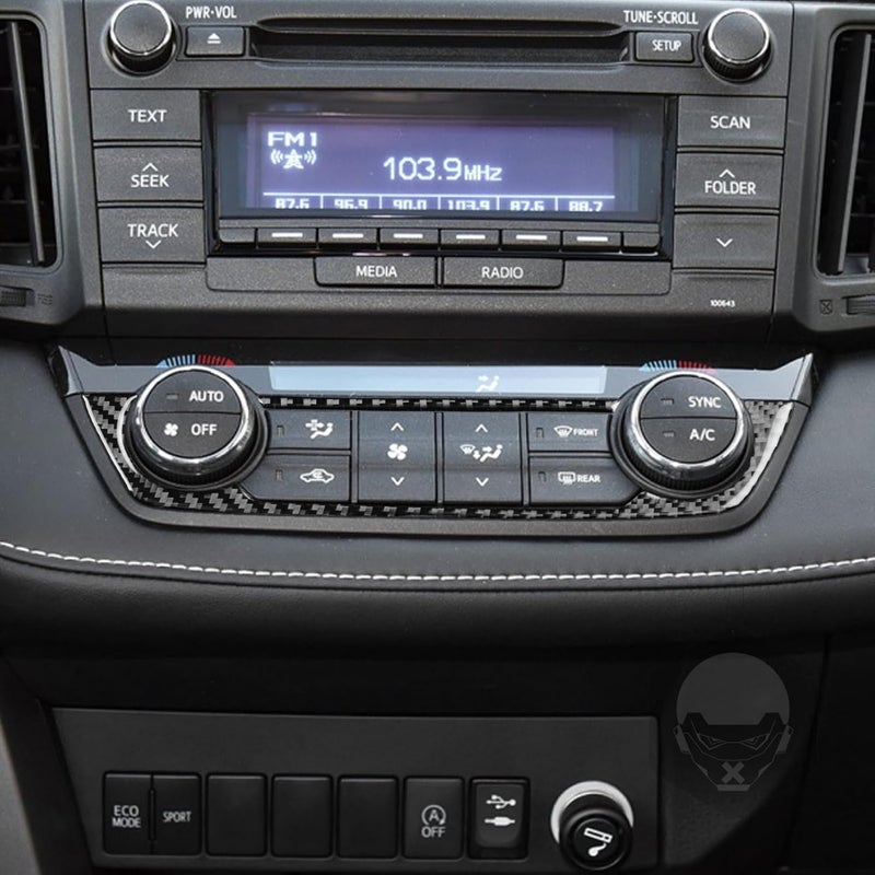 NVCNX Real Premium Carbon Fiber Car Dashboard AC Panel Cover Decal Compatible with Toyota RAV4 2013 2014 2015 2016 2017 2018 XLE LE Limited SE Adventure Platinum Hybrid Interior Trim Accessories Black - Image 4