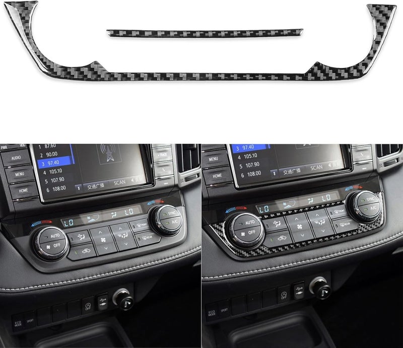 NVCNX Real Premium Carbon Fiber Car Dashboard AC Panel Cover Decal Compatible with Toyota RAV4 2013 2014 2015 2016 2017 2018 XLE LE Limited SE Adventure Platinum Hybrid Interior Trim Accessories Black - Image 1