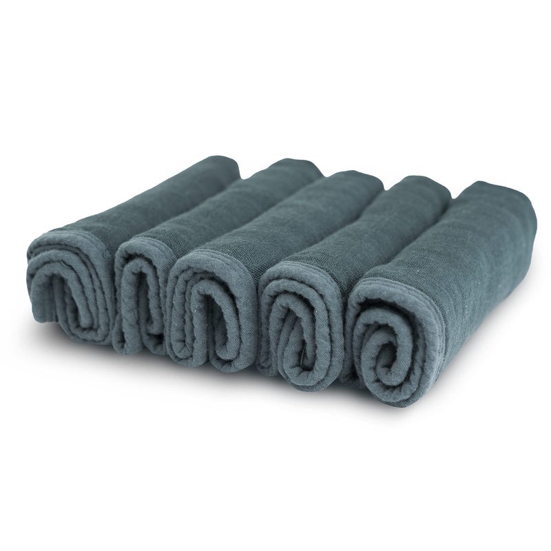 Natemia مناديل استحمام ناتيميا من موسلين للمواليد الجدد - مناديل فاخرة للأطفال، فائقة الامتصاص وناعمة للغاية مصنوعة من الرايون من البامبو، 6 طبقات مناديل للأطفال البنات والأولاد، مجموعة مكونة من 5 قطع - Image 3