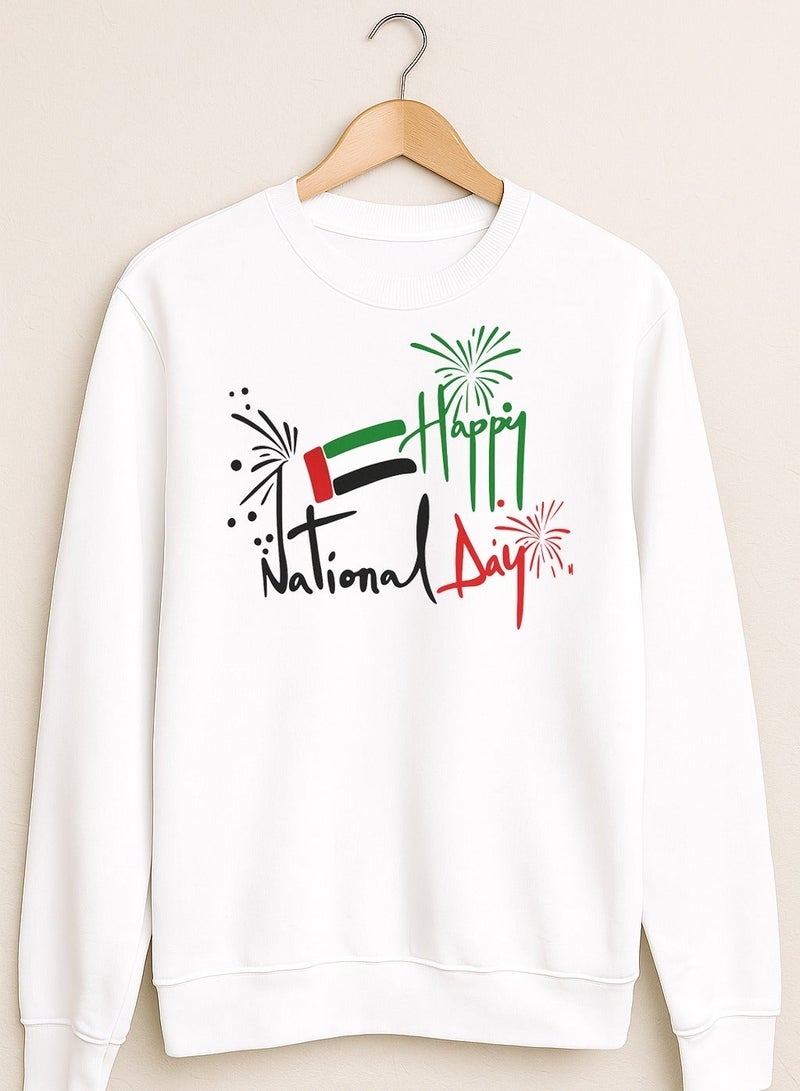 UAE Happy National Day Sweatshirt – Fireworks & Flag Art Design | Unisex Celebration Pullover - Image 2