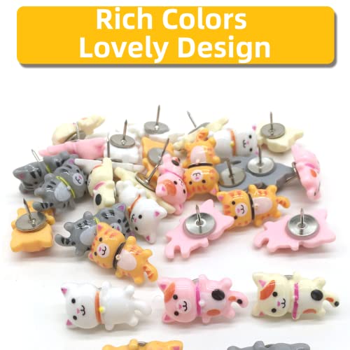 keepsweat Cat Push Pins Decorative Cute Push Pin for Cork Board Bulletin Board 30 Pcs Cat Thumb Tacks for Wall Hanging Resin Pushpins for Photo Map Wall Home Office Supplies - Image 4