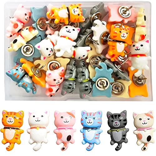 keepsweat Cat Push Pins Decorative Cute Push Pin for Cork Board Bulletin Board 30 Pcs Cat Thumb Tacks for Wall Hanging Resin Pushpins for Photo Map Wall Home Office Supplies - Image 1