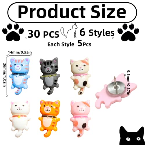 keepsweat Cat Push Pins Decorative Cute Push Pin for Cork Board Bulletin Board 30 Pcs Cat Thumb Tacks for Wall Hanging Resin Pushpins for Photo Map Wall Home Office Supplies - Image 2