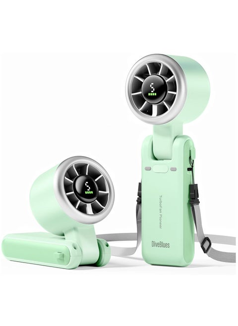 Portable Handheld Turbo Fan, 5 Gear Wind, Battery Operated, Up to 12 Working Hours, 3 IN 1 Hand Fan with Air Turbo Tech Cooling Fan for Outdoor Activities, Travel, Working