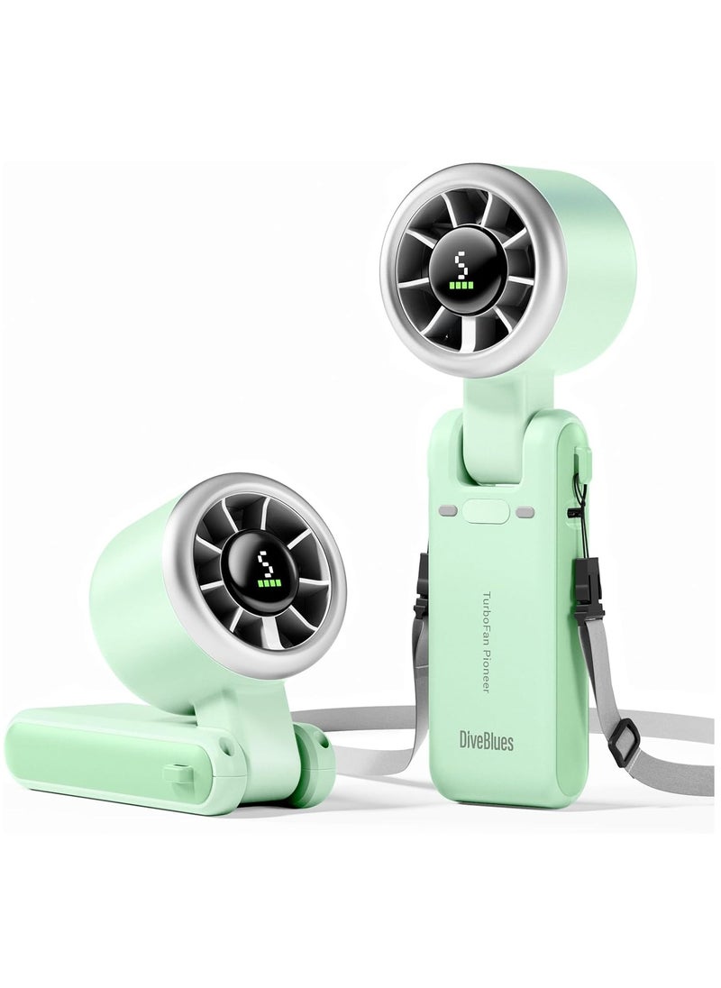 Portable Handheld Turbo Fan, 5 Gear Wind, Battery Operated, Up to 12 Working Hours, 3 IN 1 Hand Fan with Air Turbo Tech Cooling Fan for Outdoor Activities, Travel, Working