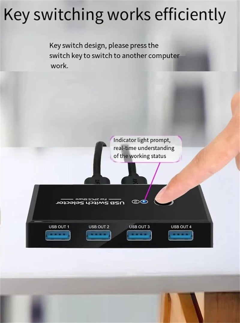 USB 3 0 KVM Switch Hotkey Switcher Sharing 4 Devices for 2 PCs Keyboard Mouse Printer Hub - Image 3
