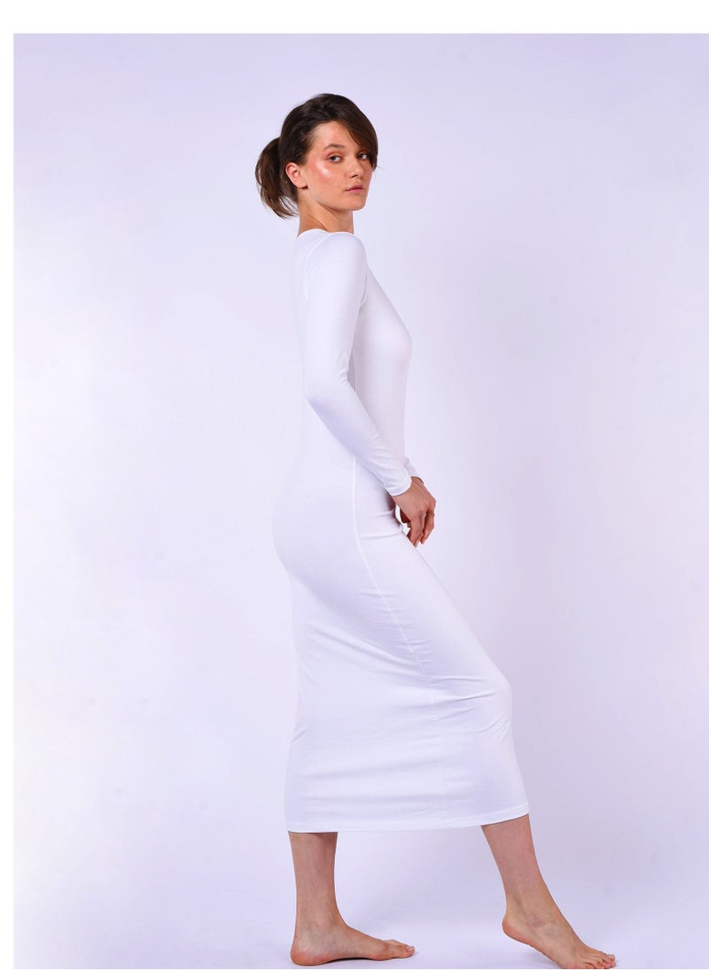 COMODO - long sleeve long dress white egypt cotton 100% - Image 1