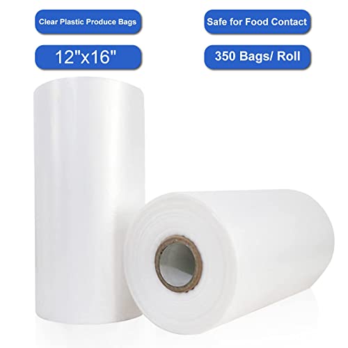 LabelMore 12'' x 16'' Plastic Produce Bags on a Roll, Clear, Food Storage Bags for Bread, Vegetable, Fruits and Meat, 350 Bags/Roll - Image 2