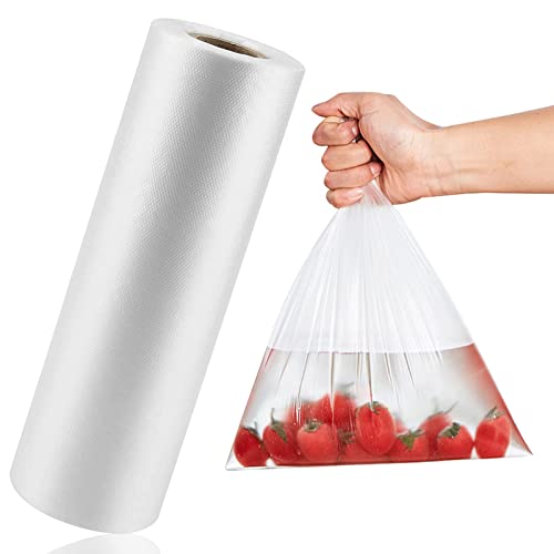 LabelMore 12'' x 16'' Plastic Produce Bags on a Roll, Clear, Food Storage Bags for Bread, Vegetable, Fruits and Meat, 350 Bags/Roll - Image 1