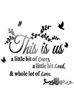 3D Acrylic Mirror Wall Stickers Removable Family Inspirational Quote Mirror Wall Decal This is Us DIY Art Motivational Mirror Mural Wall Decor for Home Decoration Bedroom Living Room (Black)