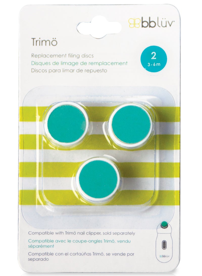 bbluv Trimö Baby Nail Trimmer Replacement Discs – 3-Piece Soft Filing Pads for Safe & Painless Baby Nail Care – Compatible with Trimö Electric Nail Trimmer (3-6 Months)