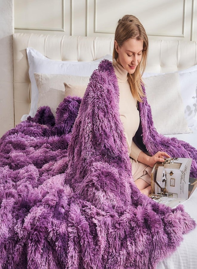 GONAAP Fuzzy Faux Fur Throw Blanket Tie-dye Violet Purple Super Soft Cozy Plush Fuzzy Shaggy Blanket for Couch Sofa Bed (Tie-dye Violet Purple, Throw(50"x60")) - Image 4