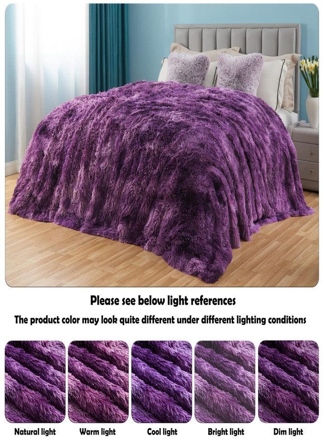 GONAAP Fuzzy Faux Fur Throw Blanket Tie-dye Violet Purple Super Soft Cozy Plush Fuzzy Shaggy Blanket for Couch Sofa Bed (Tie-dye Violet Purple, Throw(50"x60")) - Image 5