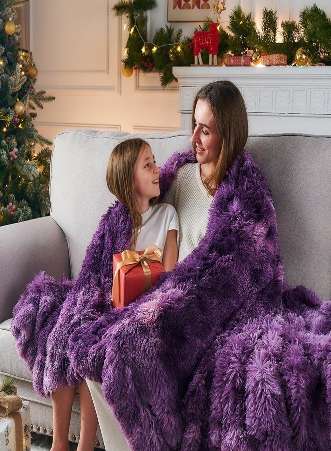 GONAAP Fuzzy Faux Fur Throw Blanket Tie-dye Violet Purple Super Soft Cozy Plush Fuzzy Shaggy Blanket for Couch Sofa Bed (Tie-dye Violet Purple, Throw(50"x60")) - Image 2