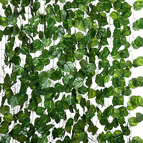 BS AMOR Home Decor Artificial Creeper Money Plant Leaf Garland | Wall Hanging | Speacial Ocassion Decoration | Home Decor Party | Office | Festival Theme Decorative | Length 6 Feet Pack Strings (5) - Image 5