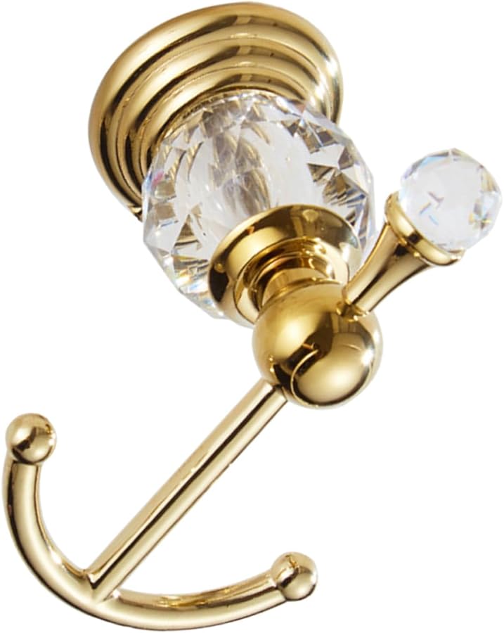 Crystal Gold Towel Hook Heavy Duty Wall Mounted Bathrobe Hanger For Closet Kitchen - Image 1