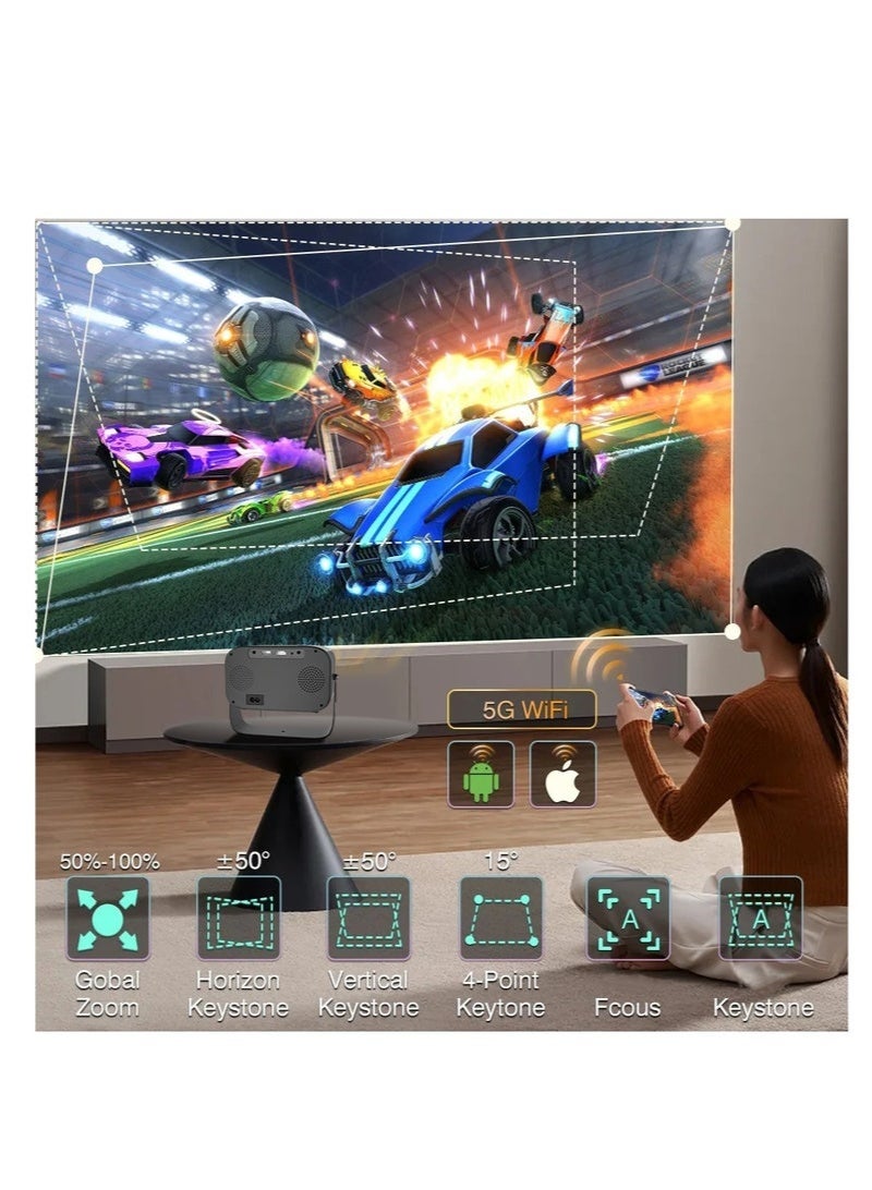 إس إل جي جهاز عرض محمول يعمل بنظام أندرويد وواي فاي، شاشة LED عالية الدقة 1920×1080 بكسل، 3800 لومن، مناسب للمنزل والمكتب والهاتف المحمول، يعمل بنظام أندرويد لاسلكي - Image 3