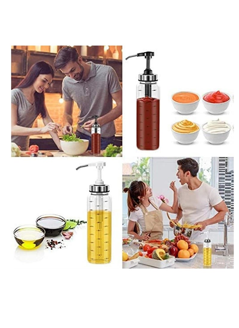 KASTWAVE - Glass Squeeze Bottles 3 Pack 17 OZ No Drip Condiment Bottle Squeeze for Ketchup Salad Dressing Honey Oil Presser Sticky Sauce Squeeze Bottle for Kitchen and BBQ - Image 1