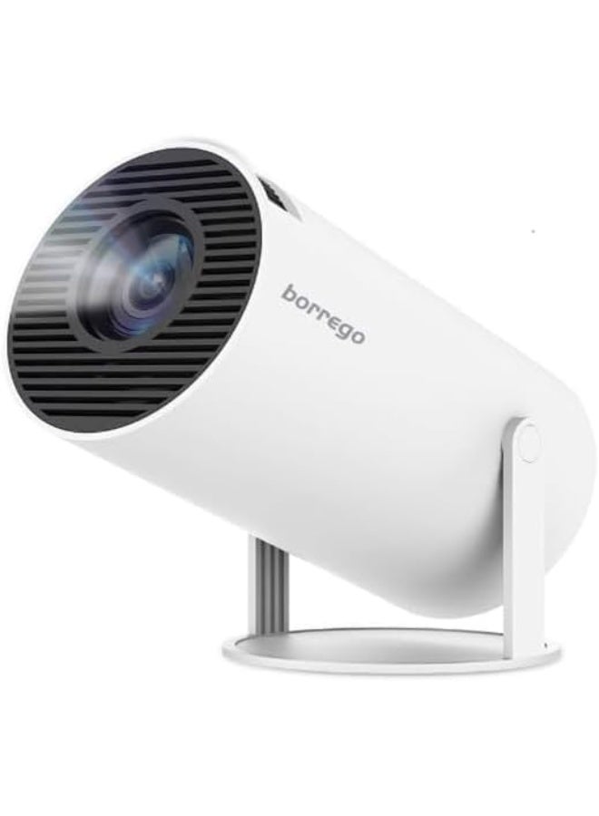 Borregoo Smart 2 Hi-Fi LCD Projector, 280 ANSI Lumen, 4K HD 1080P Support, Android 11, WiFi 2.4G/5G, Bluetooth 5.0, Portable Home Theatre for Movies, Games, Office, White