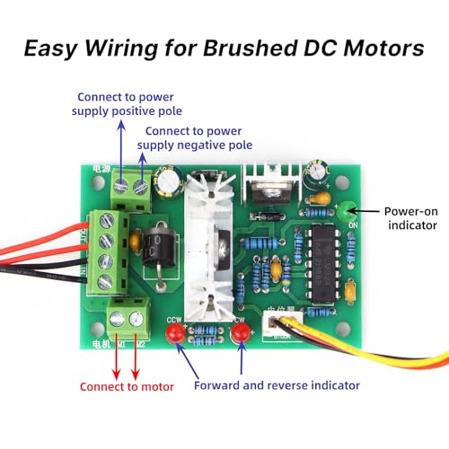 RioRand PWM DC Motor Speed Controller 10V-30V 3A 120W, Reversible Forward Reverse Stop Switch, Brushed DC Motor Regulator for DIY RV Boat Fan Pump Automation - Image 3