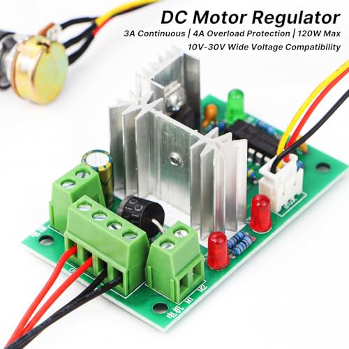 RioRand PWM DC Motor Speed Controller 10V-30V 3A 120W, Reversible Forward Reverse Stop Switch, Brushed DC Motor Regulator for DIY RV Boat Fan Pump Automation - Image 5