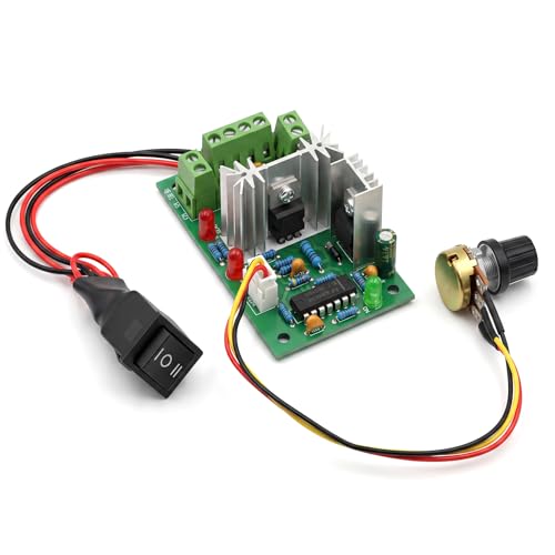 RioRand PWM DC Motor Speed Controller 10V-30V 3A 120W, Reversible Forward Reverse Stop Switch, Brushed DC Motor Regulator for DIY RV Boat Fan Pump Automation - Image 1