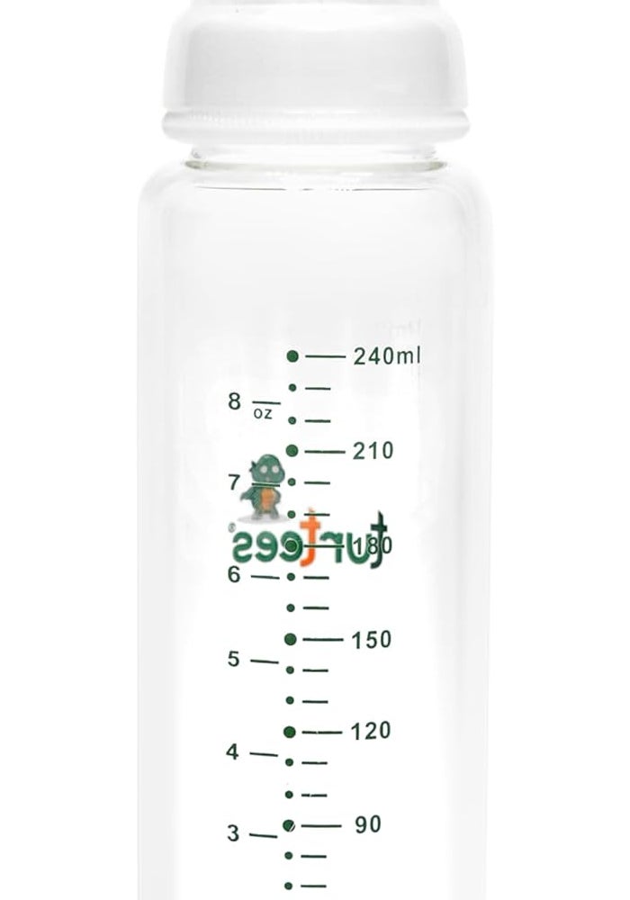 Turtees Borosilicate Glass Baby Bottle, 240ml/120ml, BPA-Free, No-Drip Design for 6+ Months - Image 3
