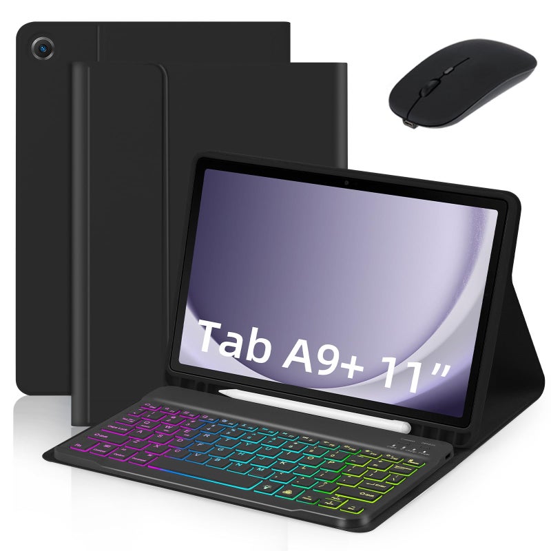 Tablet Keyboard Case: Black Compact Lightweight Design - Long Battery Life Quick Charging Tablet Keyboard for Samsung Galaxy A9 Plus 5G, Easy Port Access - Image 1