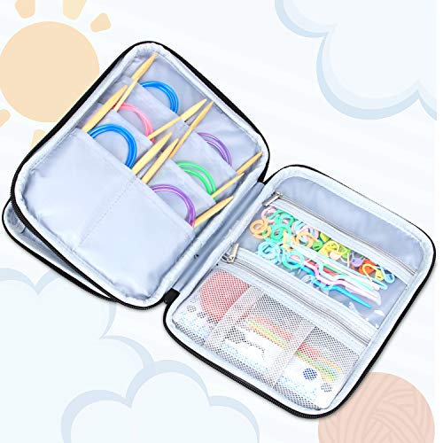 LUXJA حقيبة إبر الحياكة LUXJA (حتى 8 بوصات)، حقيبة تخزين منظم للسفر لإبر الحياكة الدائرية، إبر حياكة 8 بوصات وملحقات أخرى (لا تشمل الملحقات)، بنفسجي - Image 4