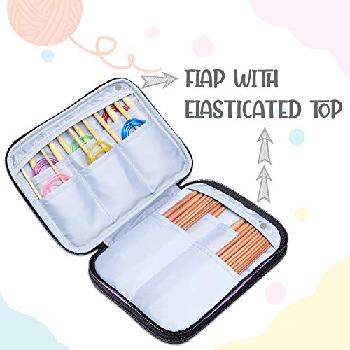 LUXJA حقيبة إبر الحياكة LUXJA (حتى 8 بوصات)، حقيبة تخزين منظم للسفر لإبر الحياكة الدائرية، إبر حياكة 8 بوصات وملحقات أخرى (لا تشمل الملحقات)، بنفسجي - Image 3