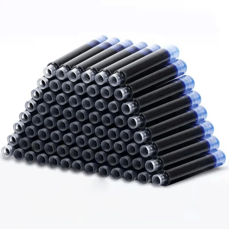 Cai Lun Blue Fountain Pen Ink Cartridges, 50 Pack, 3.4mm Bore, Quick-Drying, 51mm Length (50) - Image 1