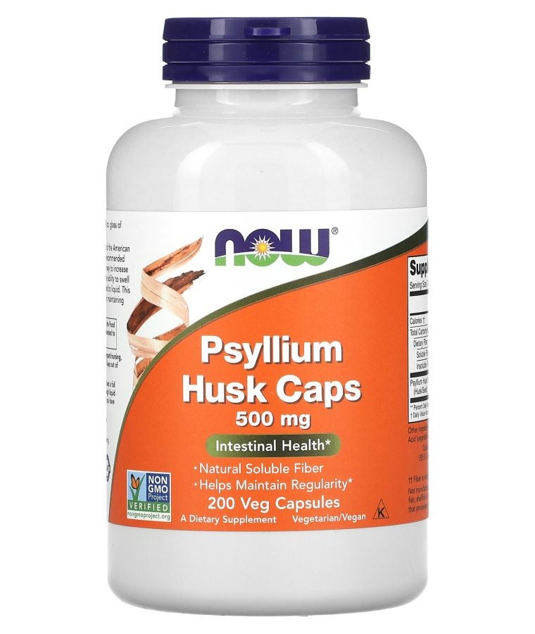 now Psyllium Husk Caps 200 Veg Capsules (0.5 g per Capsule)