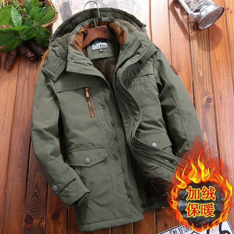 Zhang Tongyi Mens fleece-lined Thickened Winter Loose Leisure Middle-aged Multi-bag Cotton-padded Jacket Cold-resistant cotton-padded jacket 8186 Royal blue - Image 2