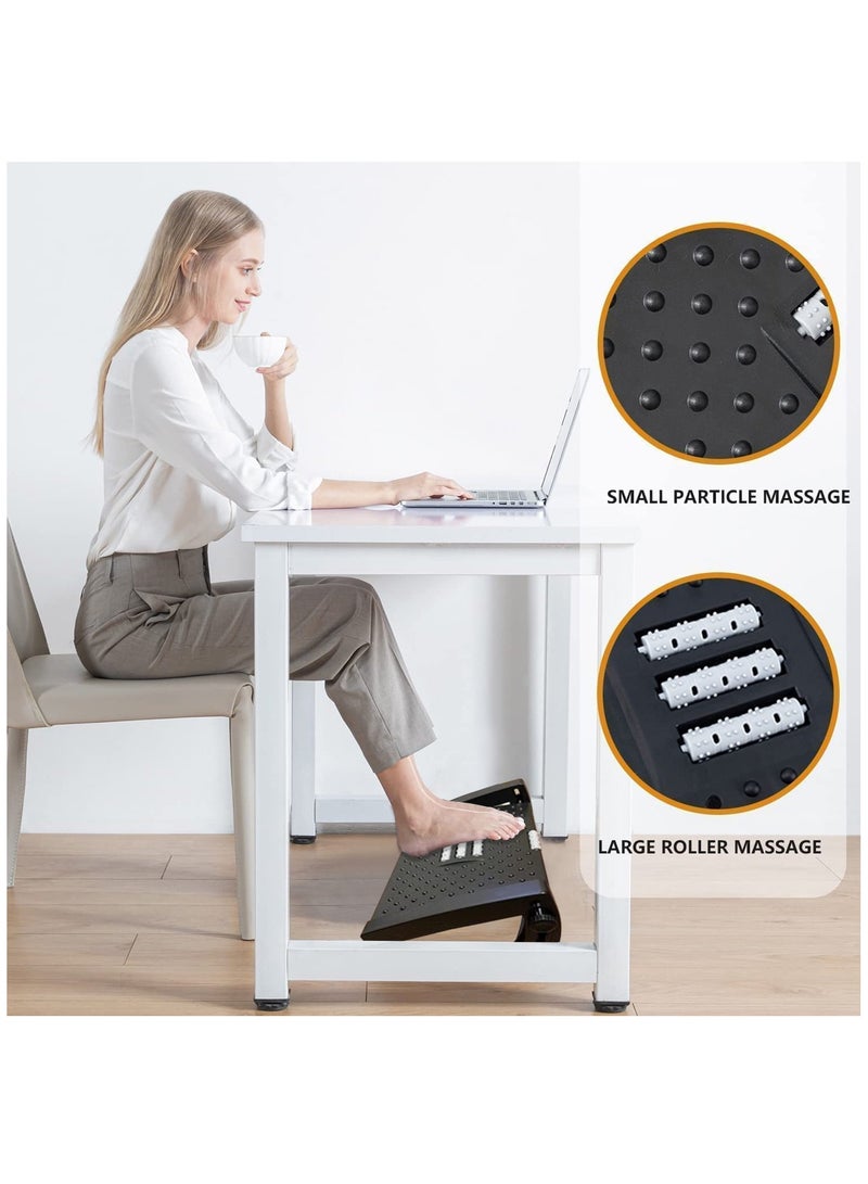Loquat Under Desk Footrest, Adjustable Foot Rest with Massage Texture and Roller, Ergonomic Step Stool with 6 Height Position for Home, Office, School Black - Image 2