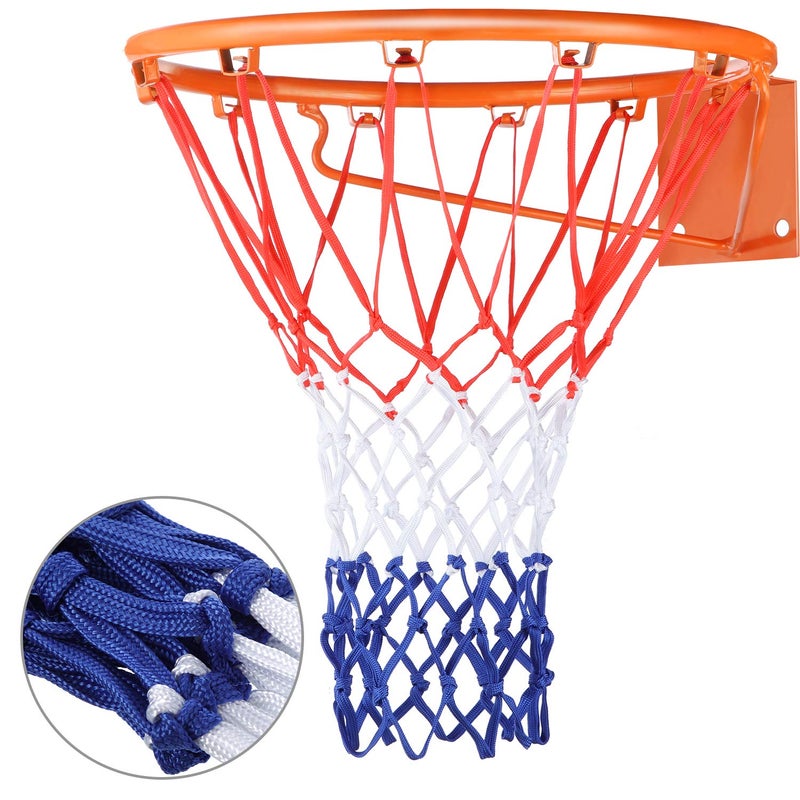 Hsei Heavy Duty Basketball Net All Weather Basketball Net Fits Standard Indoor or Outdoor 12 Loop Red White Blue  - Image 1