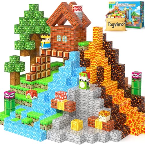 Toyvimo 100PCS Magnetic Blocks Magnetic Building Blocks Sensory Toys for Kids Ages 35 68 812 Kids Game Toys for 3 Year Old Boys Girls Mine Magnet World Craft 3 4 5 6 7 8 9 Year Old Boy Birthday Gift - Image 1