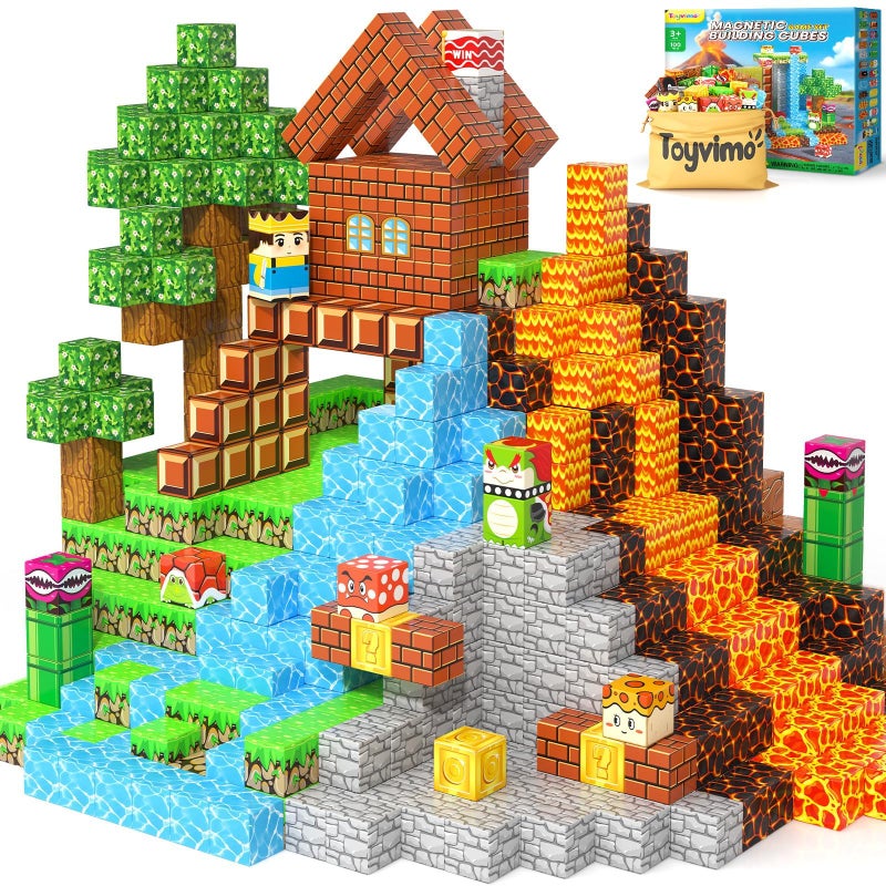Toyvimo 100PCS Magnetic Blocks Magnetic Building Blocks Sensory Toys for Kids Ages 35 68 812 Kids Game Toys for 3 Year Old Boys Girls Mine Magnet World Craft 3 4 5 6 7 8 9 Year Old Boy Birthday Gift - Image 2