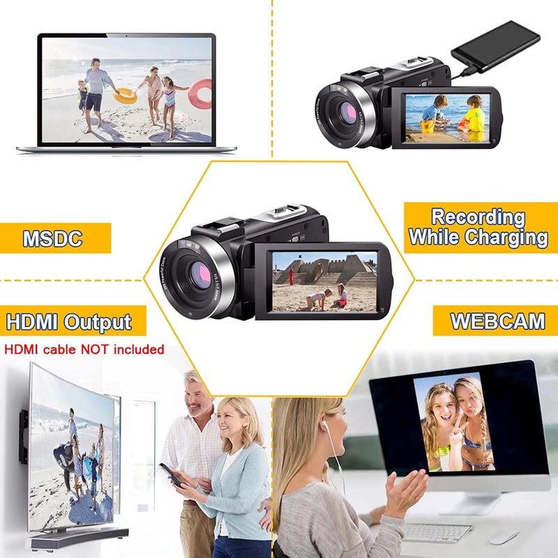 SEREE Video Camera Camcorder Full HD 1080P 30FPS 24.0 MP IR Night Vision Vlogging Camera Recorder 3.0 Inch IPS Screen 16X Zoom Camcorders Camera Remote Control with 2 Batteries - Image 5