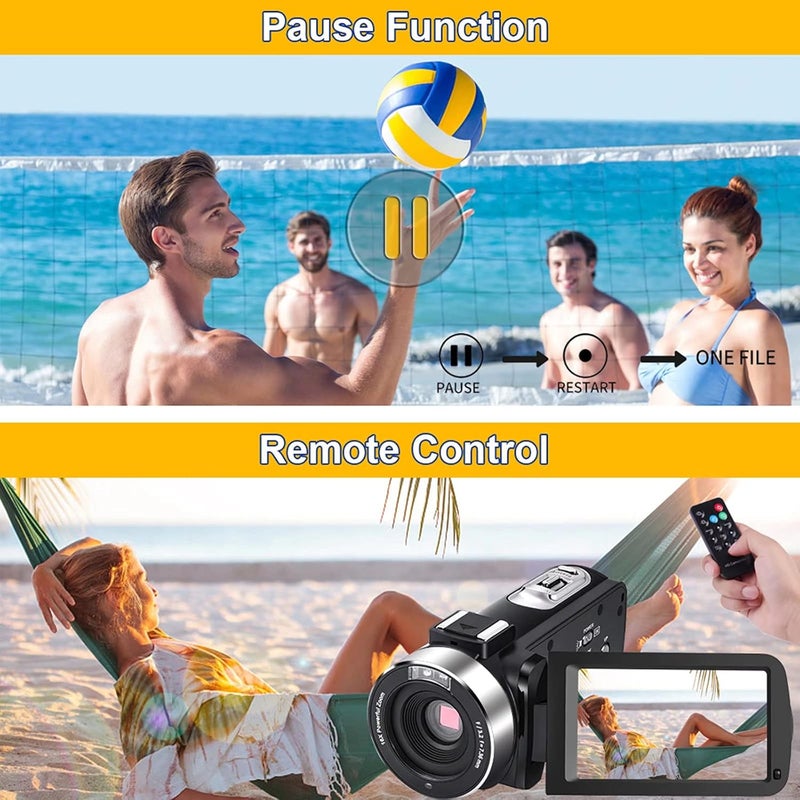 SEREE Video Camera Camcorder Full HD 1080P 30FPS 24.0 MP IR Night Vision Vlogging Camera Recorder 3.0 Inch IPS Screen 16X Zoom Camcorders Camera Remote Control with 2 Batteries - Image 4