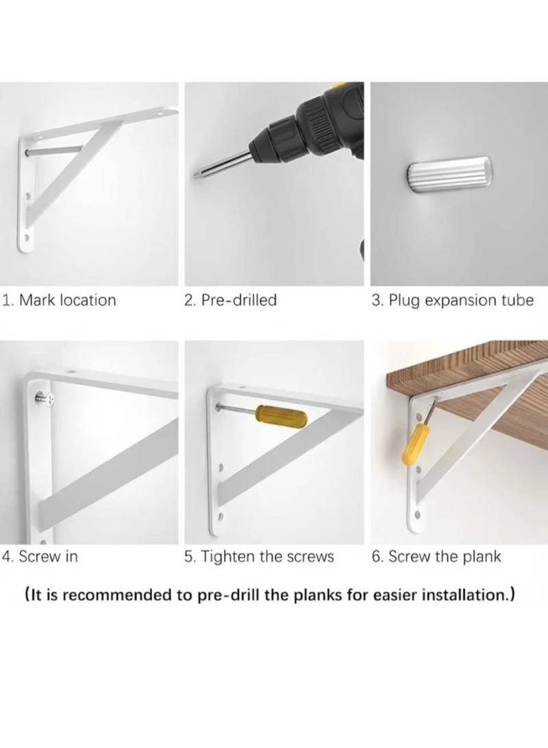 2-Piece Tabletop Support Brackets – Heavy-Duty Shelf Brackets – Right-Angle (L-Shaped) Wall-Mount Brackets – Sturdy Supports for Tables, Desks, and Bar Tops – White - Image 3