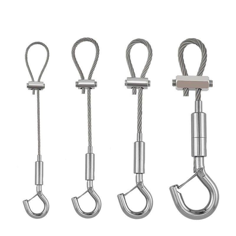 Stainless Steel Wire Rope Kit 6Pcs 1 5 4mm Adjustable with Hooks Cable Clamps for Hanging Billboard Art Exhibition Size 2 5M - Image 2