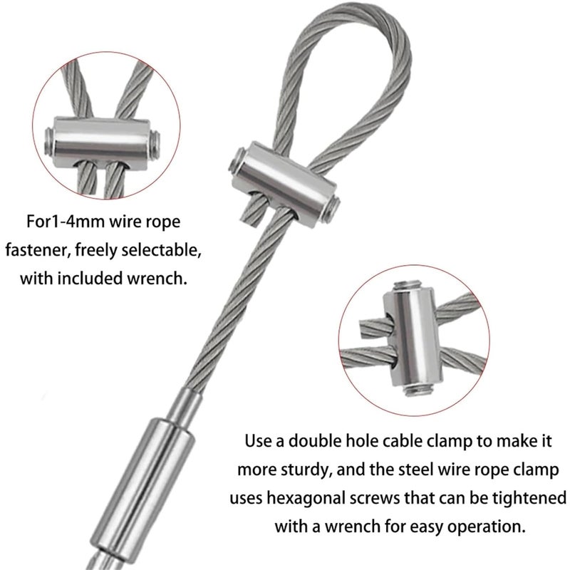 Stainless Steel Wire Rope Kit 6Pcs 1 5 4mm Adjustable with Hooks Cable Clamps for Hanging Billboard Art Exhibition Size 2 5M - Image 5