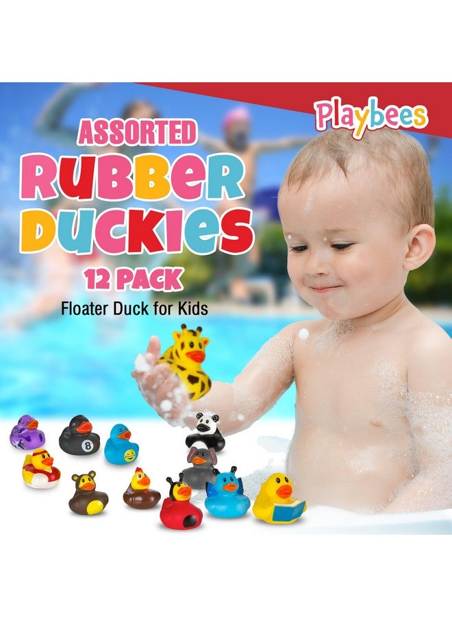 Playbees دُمى مطاطية من بلايبيز بكميات كبيرة - مجموعة 12 دمية متنوعة للأطفال والرضع لألعاب الاستحمام وحمام السباحة ونشاطات الشاطئ في الصيف وملحقات حفلات استقبال المواليد وحوافز الفصول الدراسية. - Image 2