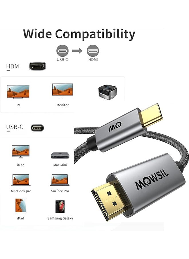 MOWSIL USB C to HDMI Cable 2M,USB 3.1 Type C Thunderbolt 3 to HDMI 4K 60Hz UHD Adapter Compatible iPhone 15 Series,iPad 10/Pro/Air/Mini,Samsung S23 Ultra/Galaxy Z,MacBook Pro,Dell XPS,Huawei P60 Pro  - Image 3
