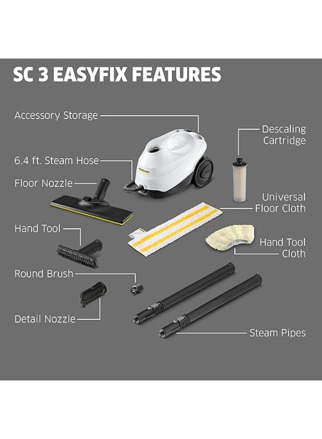 Kärcher Karcher SC3 Steam Cleaner with Attachments, Multi Purpose Power Steamer – Chemical-Free, 40 Sec Heat-Up, Continuous Steam - for Grout, Tile, Hard Floors, Appliances & More - White - Image 3