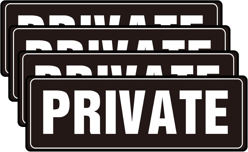 SnailGo Private 9x3 Inch, Acrylic Sign for Business Office Waterproof Self-Adhesive Plastic Signage for Door Wall 4 Pack - Image 1