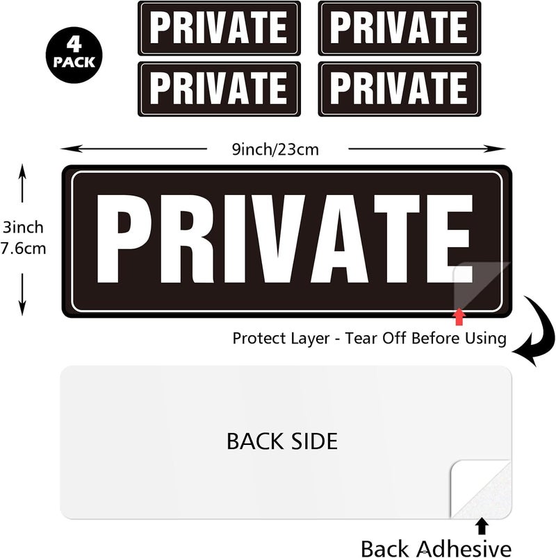 SnailGo Private 9x3 Inch, Acrylic Sign for Business Office Waterproof Self-Adhesive Plastic Signage for Door Wall 4 Pack - Image 2